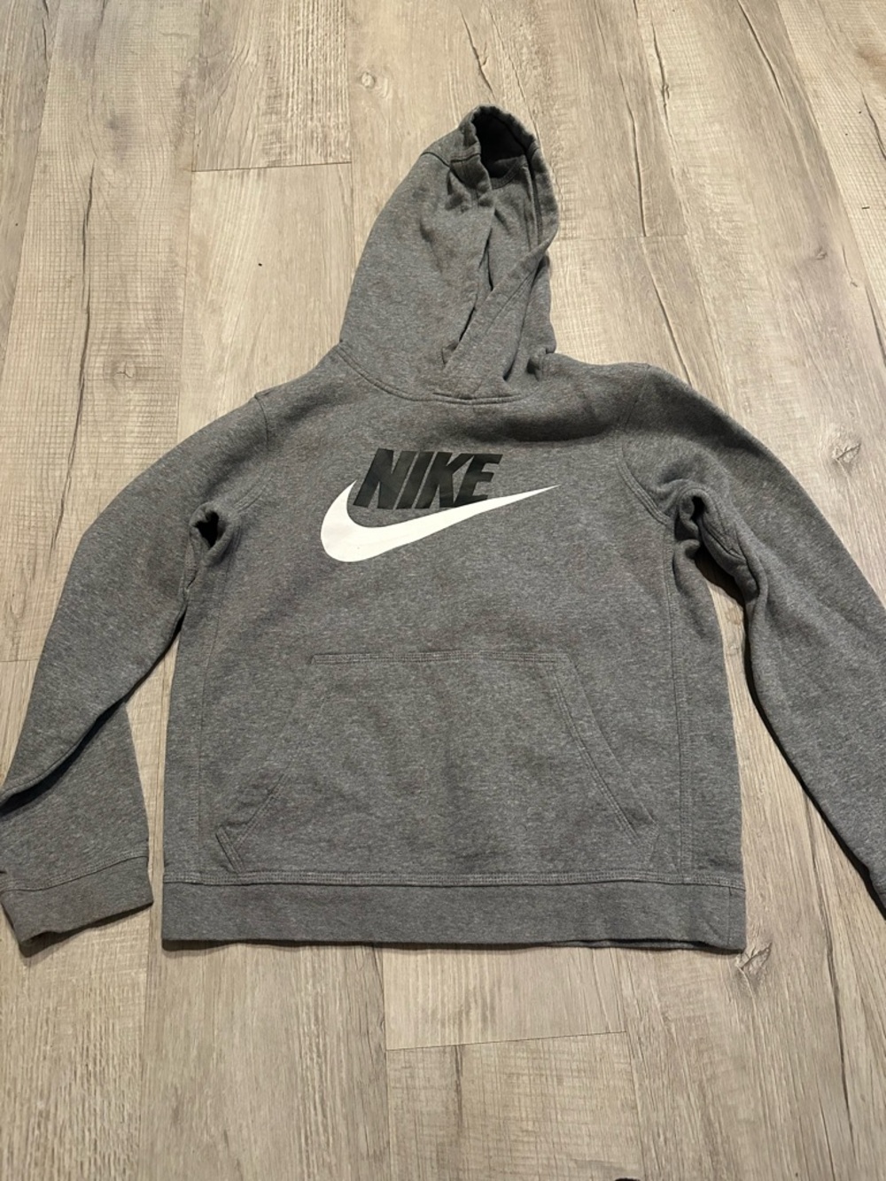 Nike Gray Pullover Hoodie with White Swoosh